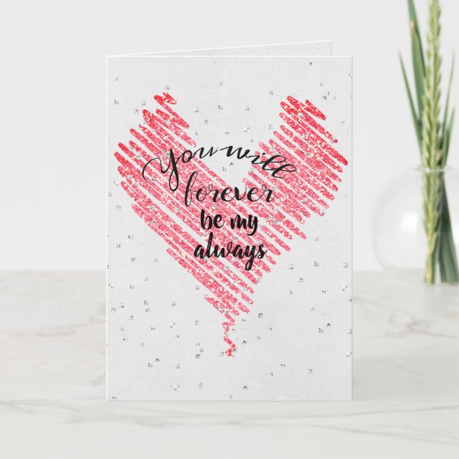 Cartão Coração da namorados com brilho (Frente)