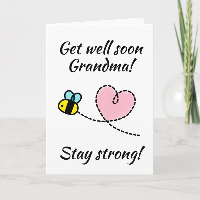 Cartão Coração de Abelhas Bonitas 'Fique Bem Em Breve' (Frente)