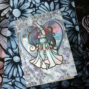 Cartão Coração de Amor com Dançarino de Teal e Roxo