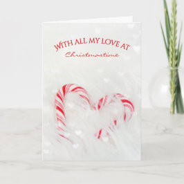Cartão Coração de Amor de Cana de Natal