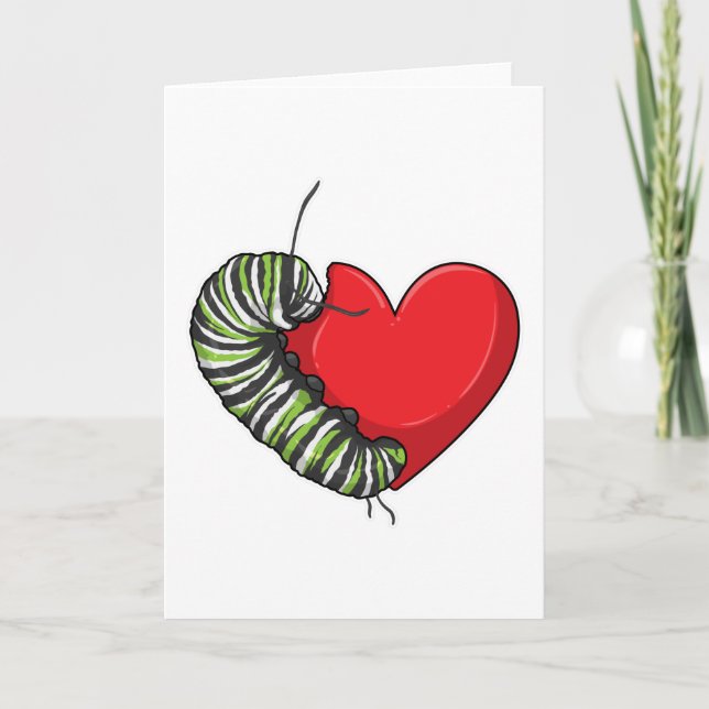 Cartão Coração de Amor de Lagarta (Frente)