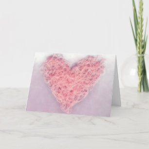 Cartão Coração de Amor de Tricô de Lã Rosa Dia dos Namora
