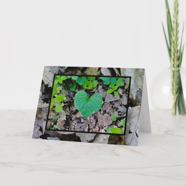 Cartão Coração de Amor Folha (dentro de vazio (Frente)