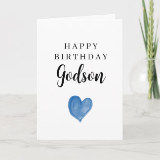 Cartão Coração de Aquarela Azul Feliz Aniversário Afilhad