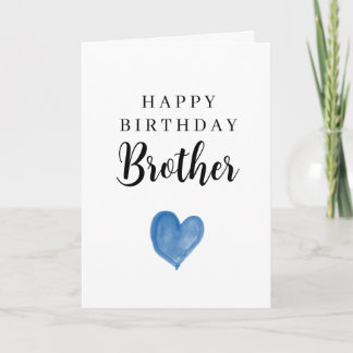 Cartão Coração de Aquarela Azul Feliz Aniversário Irmão