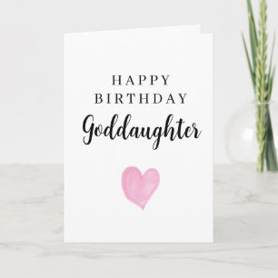 Cartão Coração de Aquarela Rosa Feliz Aniversário Afilhad