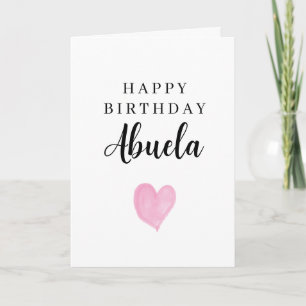 Cartão Coração de Aquarela Rosa Feliz Aniversário Avó