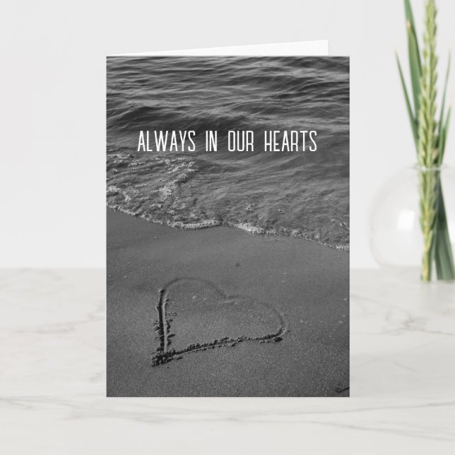 Cartão Coração de Areia amor minimal (Frente)