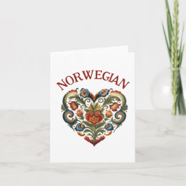 Cartão Coração de Arte Popular Norueguesa Rosemaling | Em