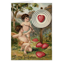 Cartão Coração de Cupido Arco Flecha Alvo Campo