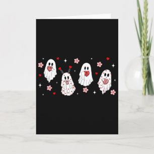 Cartão Coração de doce de fantasma de São Valentim fofo V