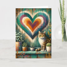 Coração de Gato Rústico Encantador Turquesa, Âmbar