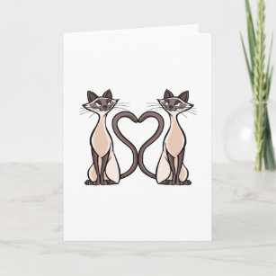 Cartão Coração de gatos siameses
