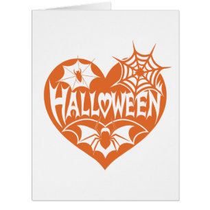 Cartão Coração de Halloween, Coração em Forma de Laranja,