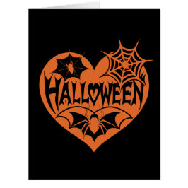 Cartão Coração de Halloween, Coração Laranja em Forma, Te