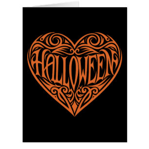 Cartão Coração de Halloween, Coração Laranja, Feriado