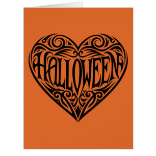 Cartão Coração de Halloween, Coração Preto, Feriado