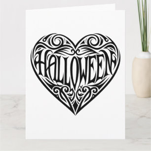Cartão Coração de Halloween, Coração Preto, Feriado