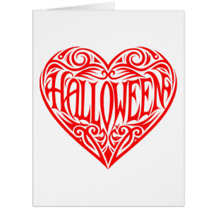 Cartão Coração de Halloween, Coração Vermelha, Feriado