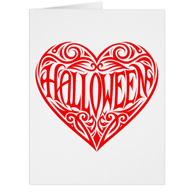 Cartão Coração de Halloween, Coração Vermelha, Feriado (Frente)
