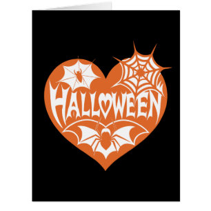 Cartão Coração de Halloween, Forma de Coração Laranja, Ar