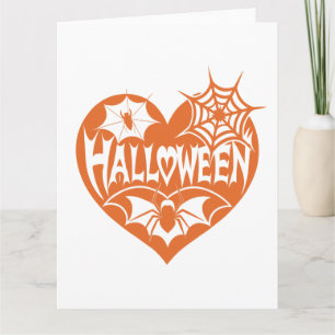 Cartão Coração de Halloween, Forma de Coração Laranja, Ar