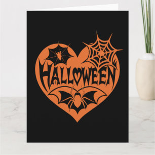 Cartão Coração de Halloween, Forma de Coração Laranja, Ar
