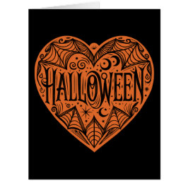 Cartão Coração de Halloween, Forma de Coração Laranja, Fe