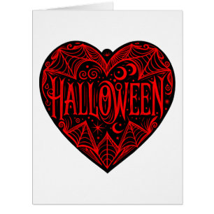 Cartão Coração de Halloween, Forma de Coração Negra, Feri