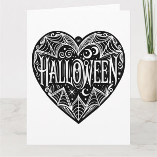 Cartão Coração de Halloween, Forma de Coração Preto, Feri