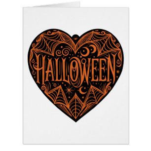 Cartão Coração de Halloween, Forma de Coração Preto, Feri