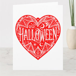 Cartão Coração de Halloween, Forma de Coração Vermelho, F