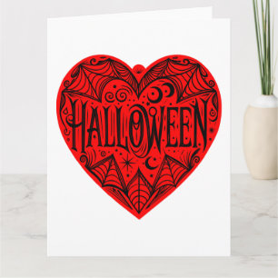 Cartão Coração de Halloween, Forma de Coração Vermelho, F
