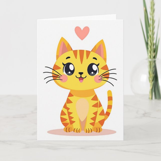 Cartão Coração de Kitty Fofo (Frente)
