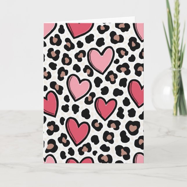 Cartão Coração de Leopardo Simples (Frente)