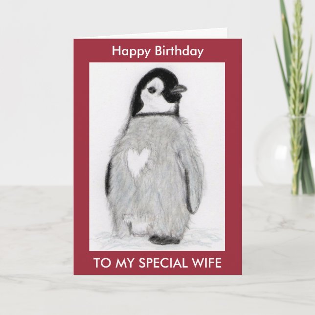 CARTÃO CORAÇÃO DE PINGUIM ANIVERSÁRIO PARA QUALQUER UM! P (Frente)