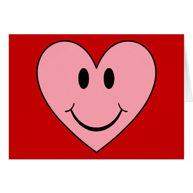 Cartão Coração de Rosto Feliz (Frente Horizontal)