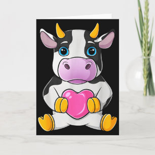 Cartão Coração de Vaca Fofo Dia dos Namorados Animal de F