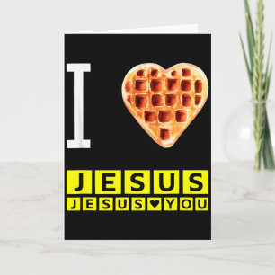 Cartão Coração de Waffle Divertido Eu Amo Jesus Café da M