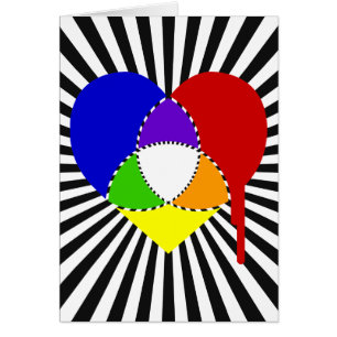 Cartão coração do gráfico de cores explodindo