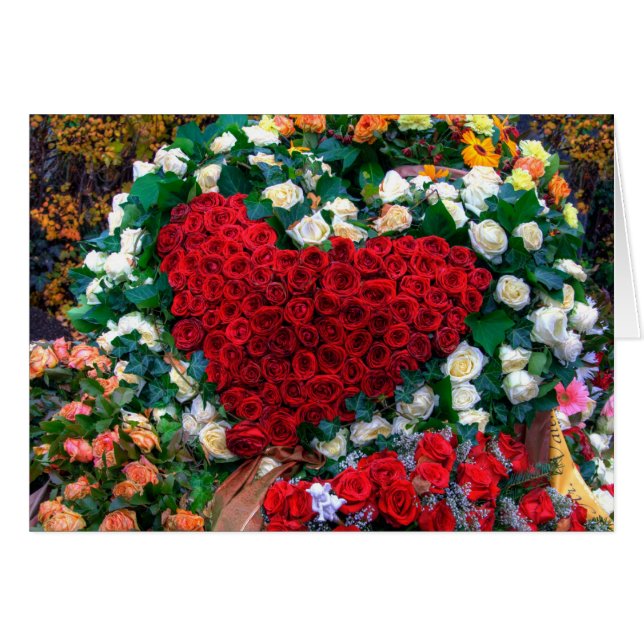 Cartão coração dos rosas (Frente Horizontal)