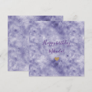 Cartão Coração Dourado de Luminária com Glama Roxo