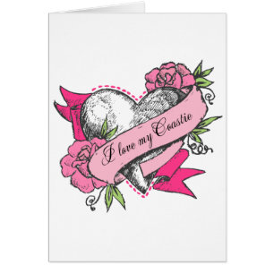 Cartão Coração e Rosas