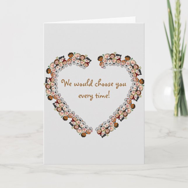 Cartão Coração Editável de Crianças Adotado Finalizado (Frente)