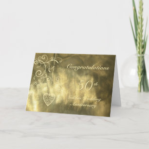 Cartão Coração Elegante Bodas de Ouro