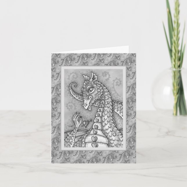 CARTÃO CORACÃO EM UMA CORDÃO DRAGÃO ROSA NO DIA DOS NAMOR (Frente)