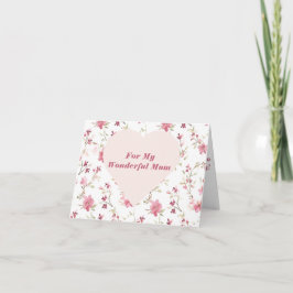 Cartão Coração Floral Cinza Rosa Bonito para a minha mara