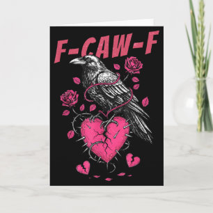 Cartão Coração Floral Retro Corvo F-caw-f Anti Dia dos Na