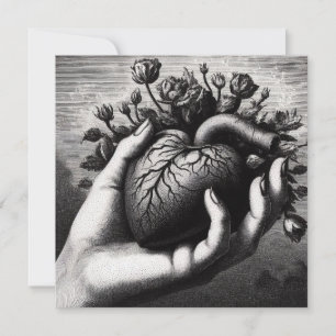 Cartão Coração Gótico Vintage de São Valentão Terror Retr