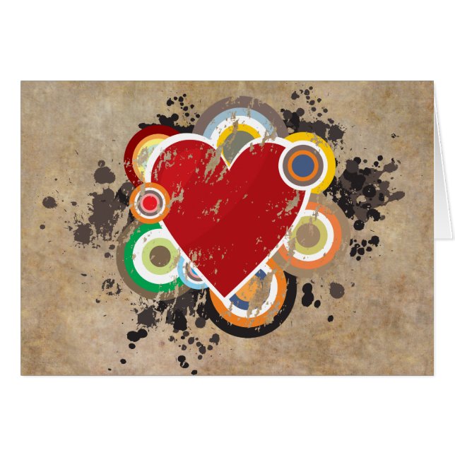 Cartão Coração Grunge com Anéis (Frente Horizontal)